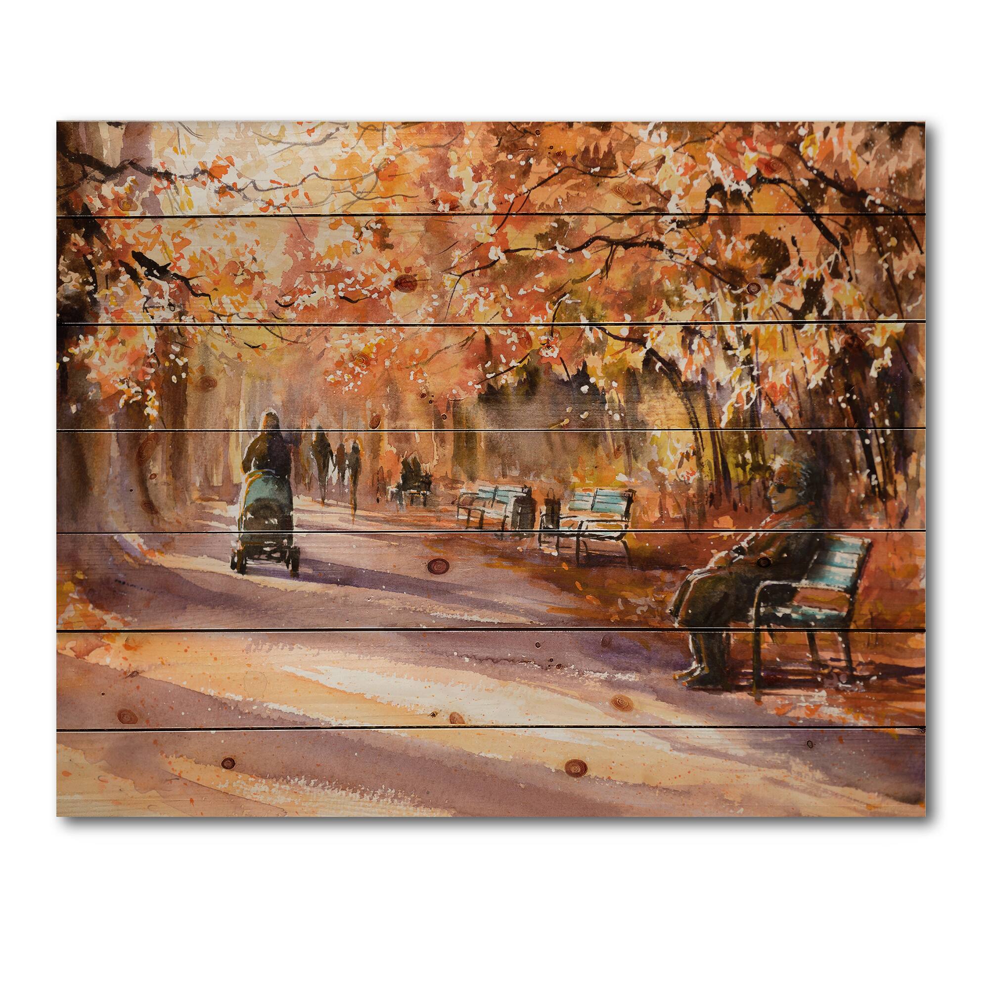 Designart - Road In The Park In Sunny Autumn Day